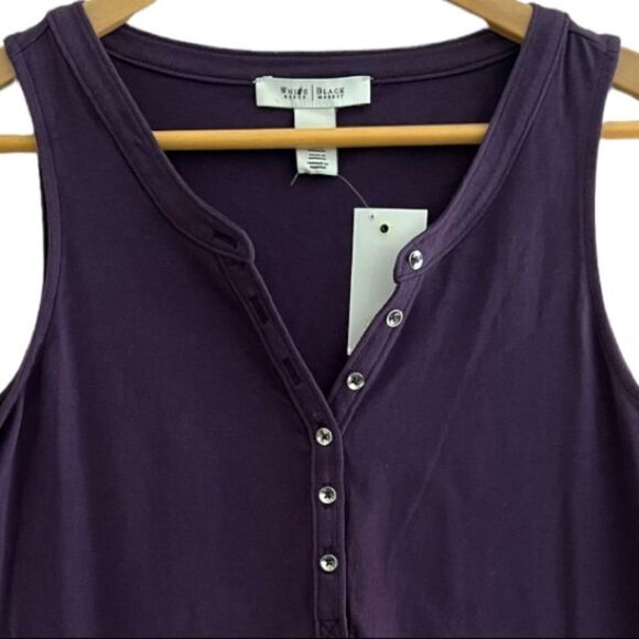 NWT🏷 WHITE HOUSE | BLACK MARKET Cotton Purple Tank w/decorative buttons, Sz XS - Picture 6 of 9